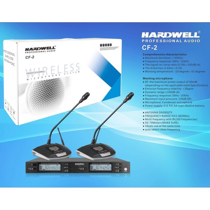 Mic Wireless Conference Hardwell CF 2 / CF2 Original Microphone Podium mic meja / Mic Wireless Podiu