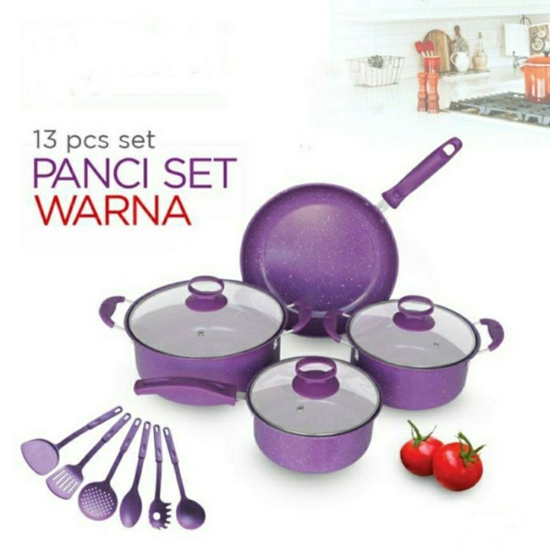 PANCI SET 13 PCS FRYPAN SAUCEPAN SPATULA COOKWARE.