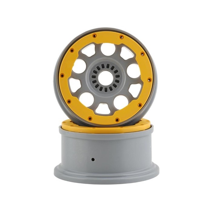 LOSI BEADLOCK WHEELS FOR DBXL 2.0 (2) (SILVER/YELLOW) #LOS45036