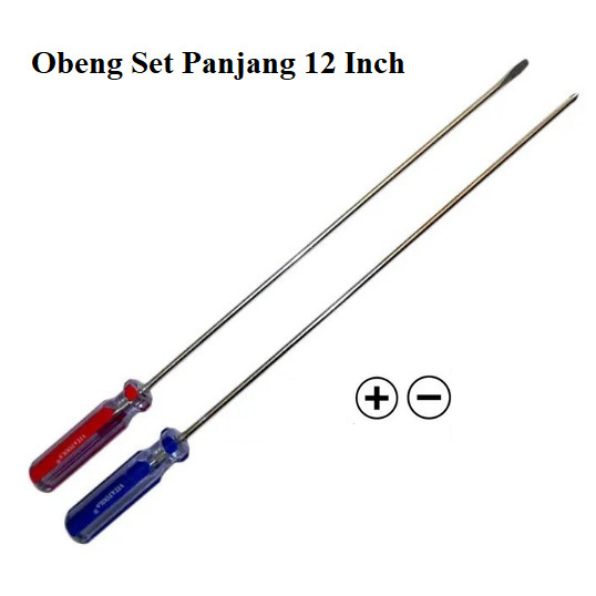 Obeng Set Plus Min 12 Inch 2 Pc 30 Cm / Obeng Plus Min Set Panjang 5 Mm