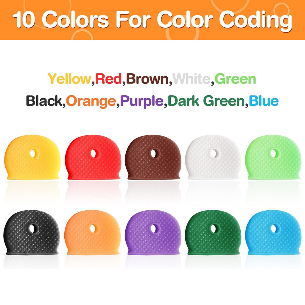 

10-50Pcs Colored Key Caps Covers Soft Rubber Key Identifiers Protector Organizer Labels Silencer Key Toppers Key Accessories