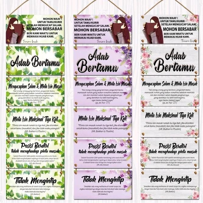 Hiasan Dinding Adab Bertamu maaf untuk Rumah 6 Susun 10x20 per pcs