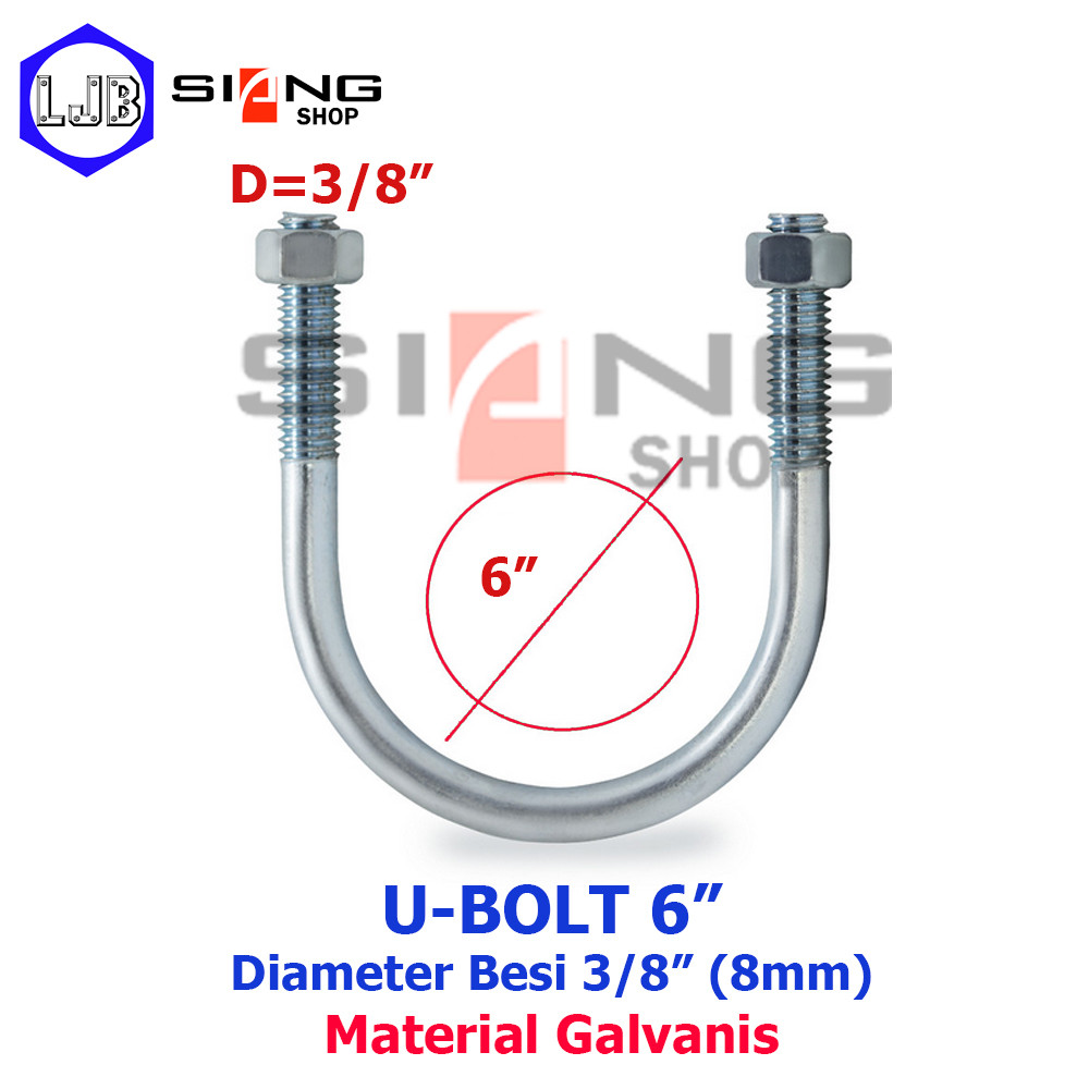 U Bolt Pipa 6 inc Putih