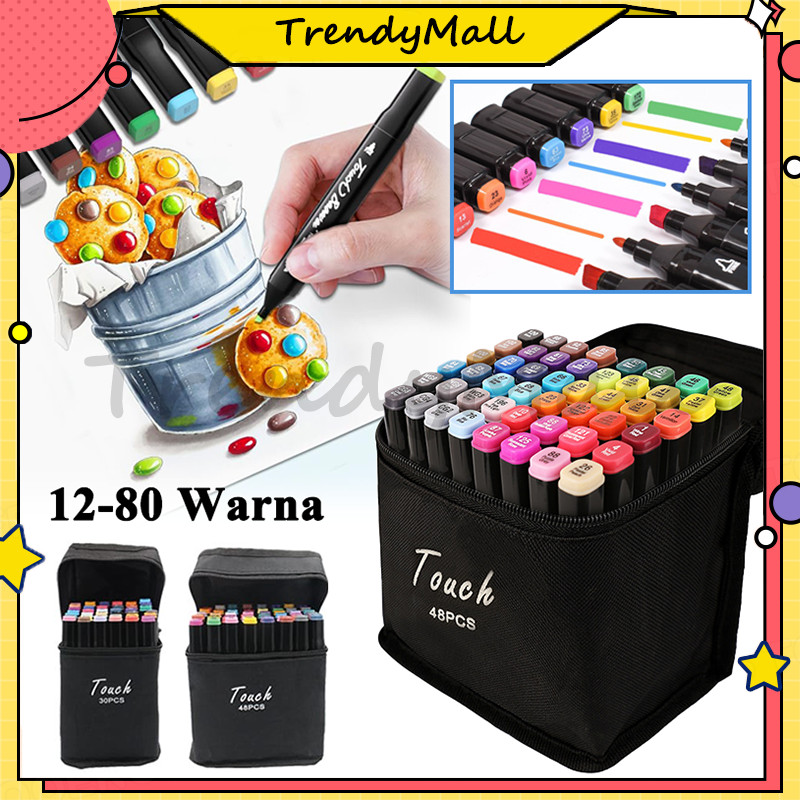 

Spidol Warna Stabilo Touch 24/36/48/60/80 Warna Dual Side Fine Art Brush Pen Sketsa Animation Markers Twin Market Set Spidol