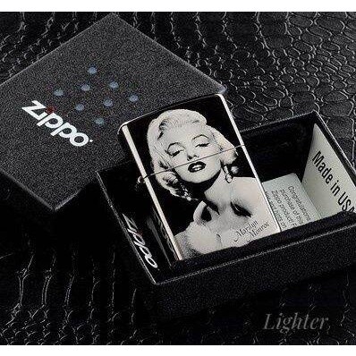 ( your_style.co ) BISA COD - (FREE BOX) KOREK API ZIPPO MADE IN USA BLACK ICE MOTIF MERILYN MONROE/M