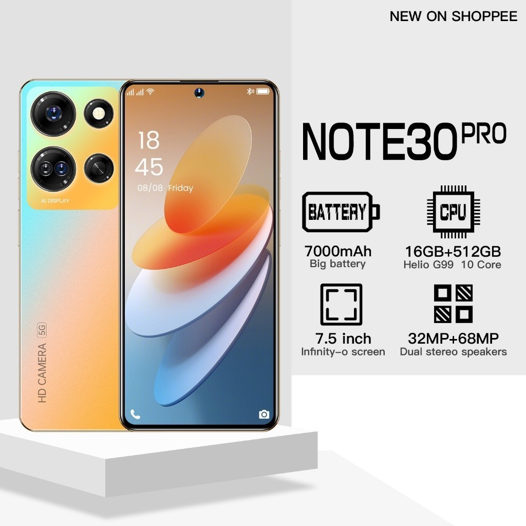 Note 30 Pro 5G NFC RAM 8/256GB HD 7.5 inci Dual Card SIM 7000mAh Android Smartphone murah Jaminan Ku