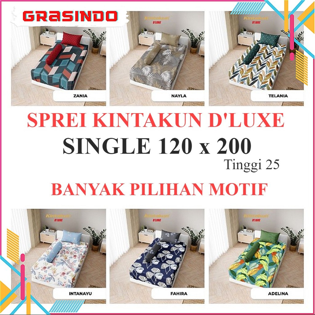 KINTAKUN DLUXE SPREI SINGLE 120 120x200 T25 Tinggi 25 120x200x25
