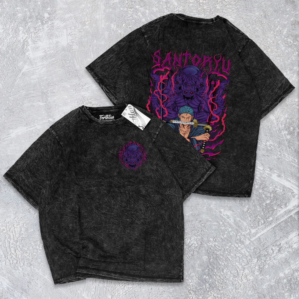 Fregi Kaos Oversize Wash SANTORYU Kaos Oversize Pria Lengan Pendek Atasan Tshirt Distro Cowok Kaos P