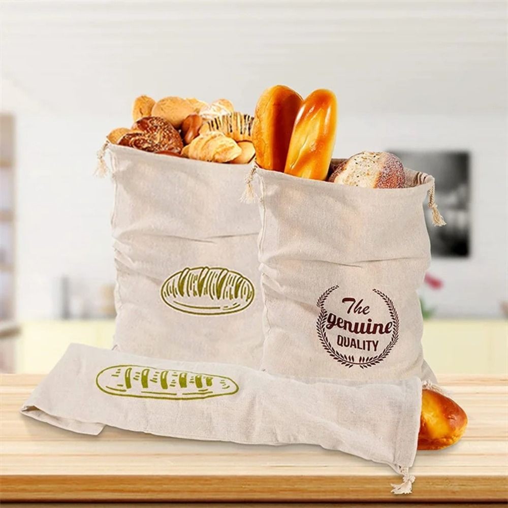 

Linen Bread Bags Reusable Drawstring Bag For Loaf Homemade Artisan Bread Storage Bag Linen Bread Bags For Baguette