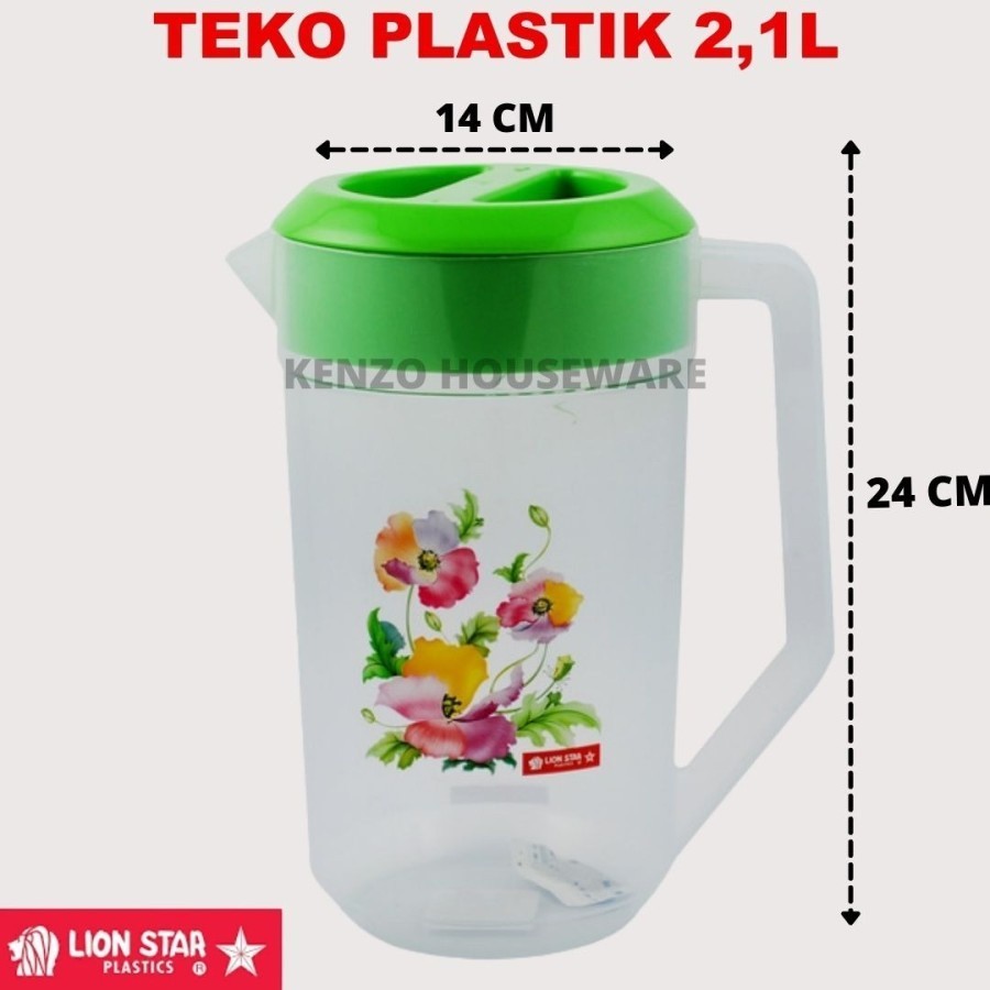 Teko Air 2,1 Liter LION STAR Eskan Teko Air Minum Teh Kopi Plastik Water Jug TRANSPARAN