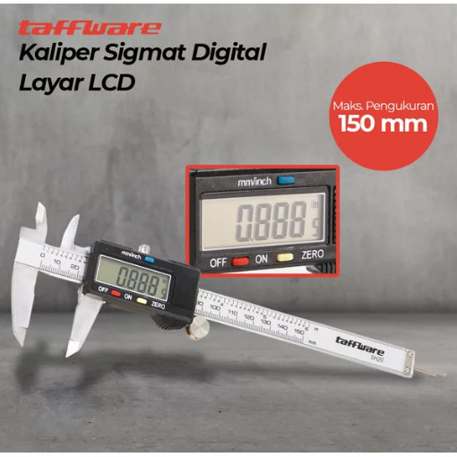 

Alat Ukur Penggaris Digital Sketmat 6 Inch 150mm Besi Meteran Digital Garisan Sigmat Jangka Sorong Baterai Vernier Caliper Digital
