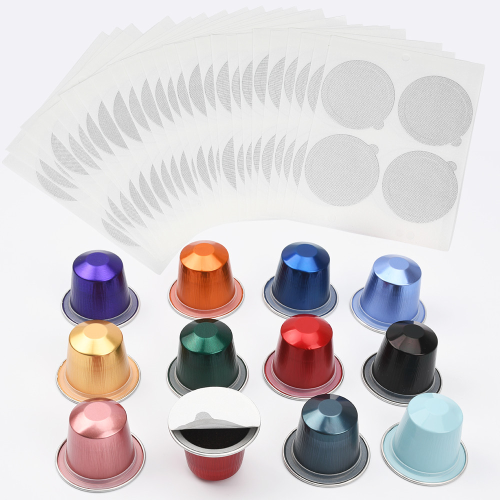 100pcs Disposable Nespresso Compatible Pods Empty Aluminum Foil Coffee Capsule with Self Adhesive Se
