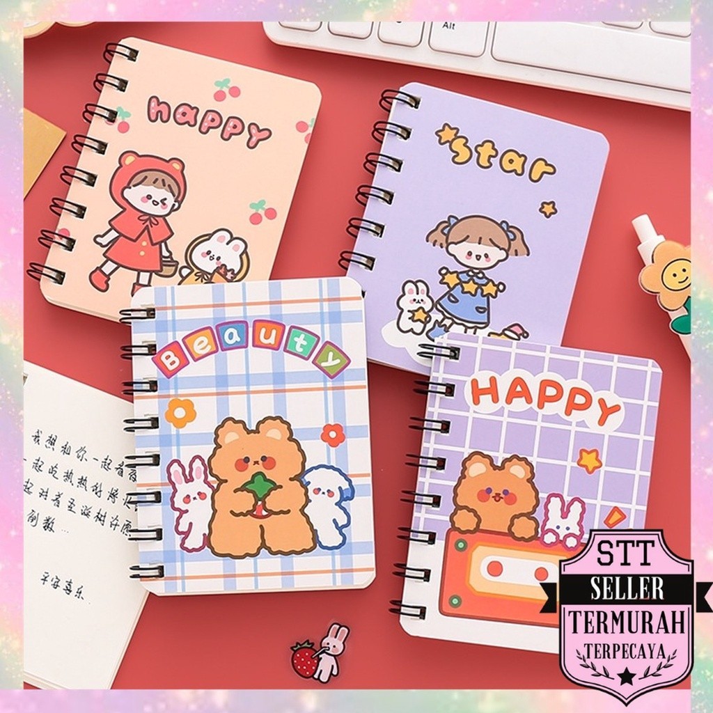 

STT Notebook Ring Motif Kartun Buku Catatan Memo Spiral Buku Tulis Mini Binder Karakter Murah