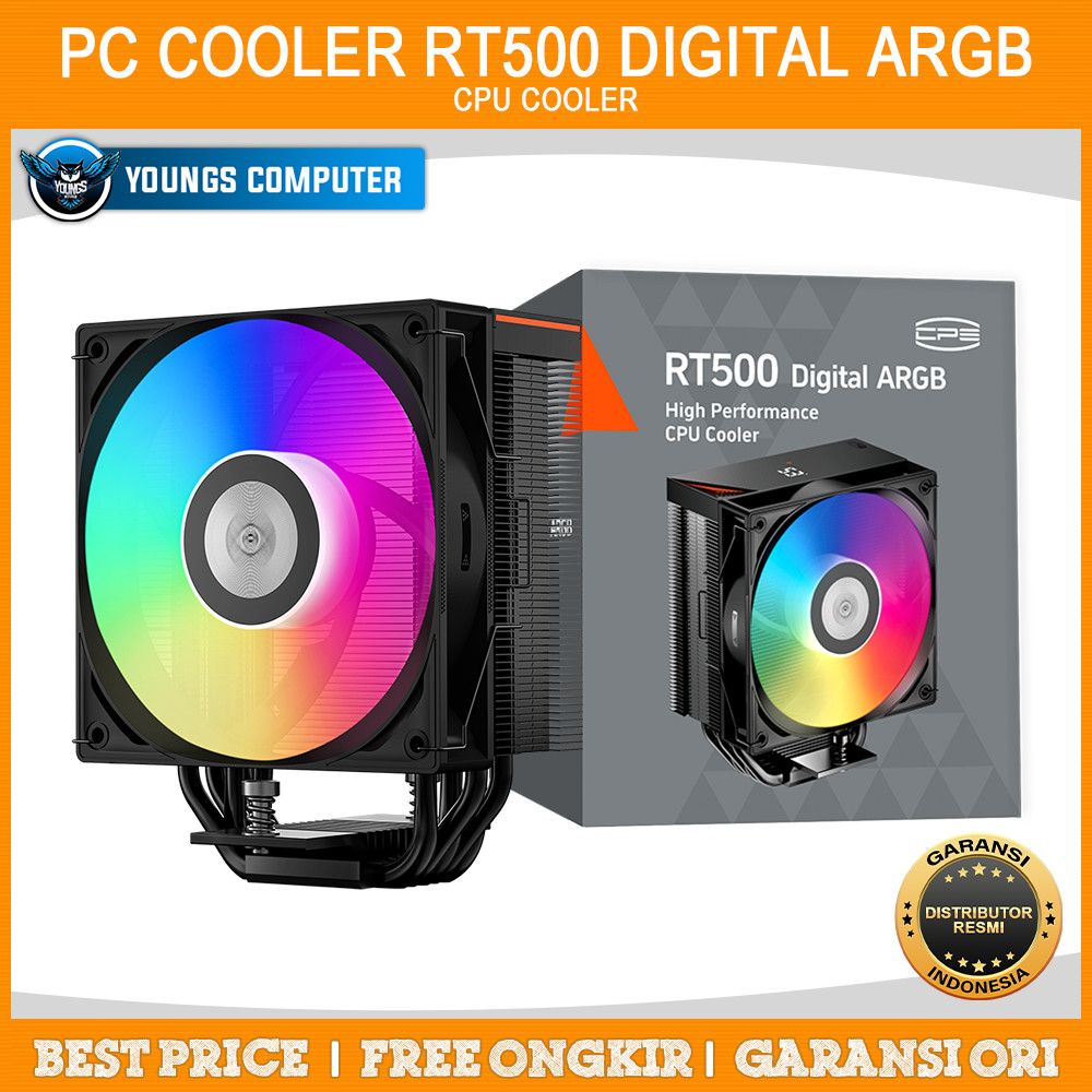CPU COOLER  PC COOELR RT500 DIGITAL ARGB Black Heatsink Fan CPU Cooler Intel AMD