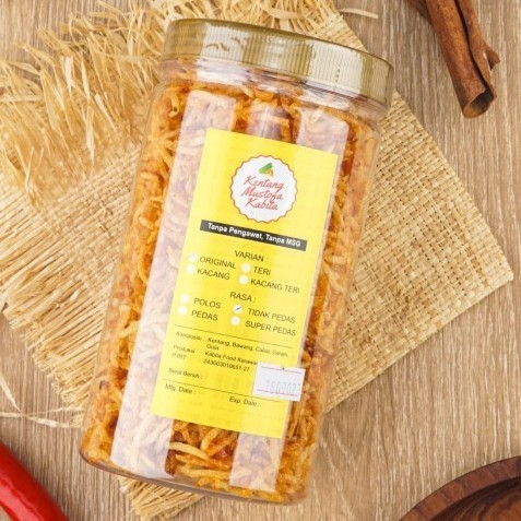 

Kentang Mustofa Kabita Kacang Toples 1.000ml - Super Pedas, Tidak DaunJeruk
