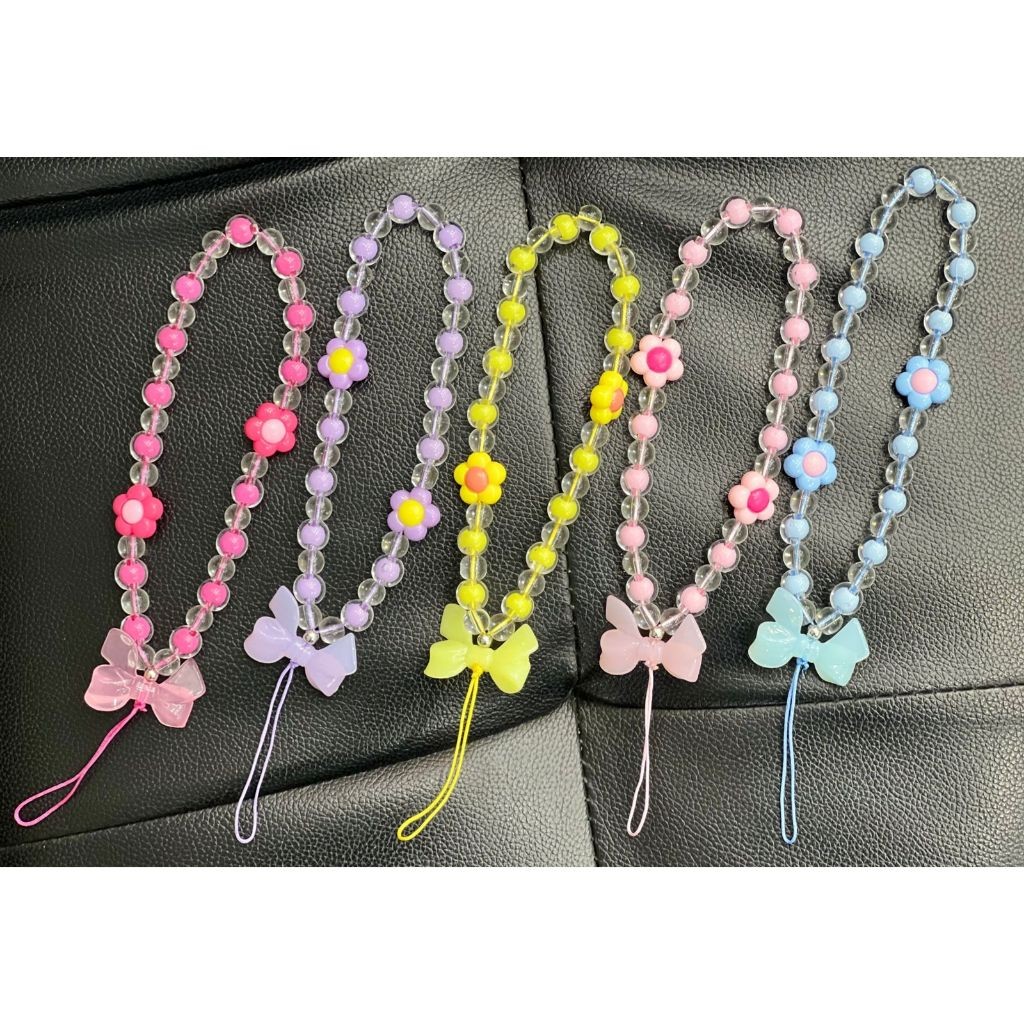 TALI GANTUNGAN HP / TALI CASING HP MOTIF PITA BUNGA