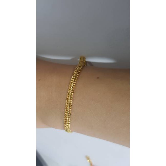 INDH Gelang emas asli 24karat kadar 875 model moca simpel Ada Surat