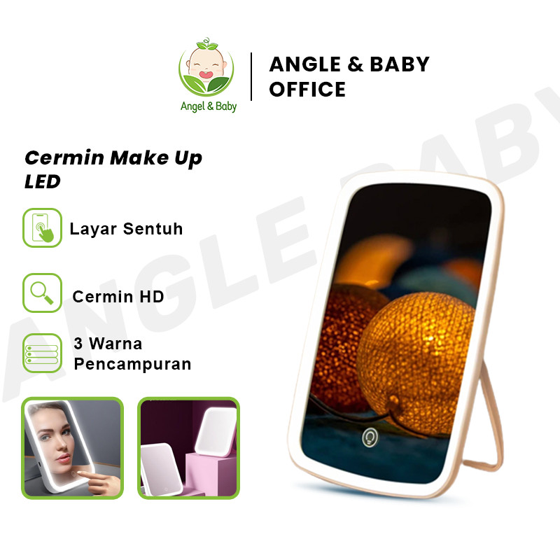 ANGEL Mirror Touch Screen Led /Cermin Makeup LED / /Cermin Make up Meja dengan Lampu LED Tombol Touc