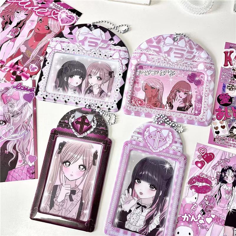 

Cute Sweet Cool Lace Kpop Photo Card Holder Idol Photo Protective Display Sleeves Kawaii Stationery Student Pendant Gift