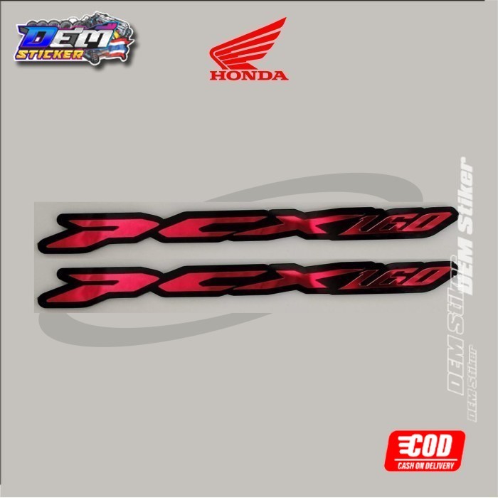 Emblem Honda PCX 160 Timbul Logo Motor 3D Akrilik Variasi bukan stiker - Merah