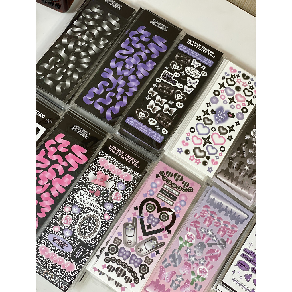 

New Arrival Dark Style 1/4/9pc/8pc/6pc Full Set Series Decorative Stickers Kawaii Kpop Idol Card Album Sticker Korean Stationery