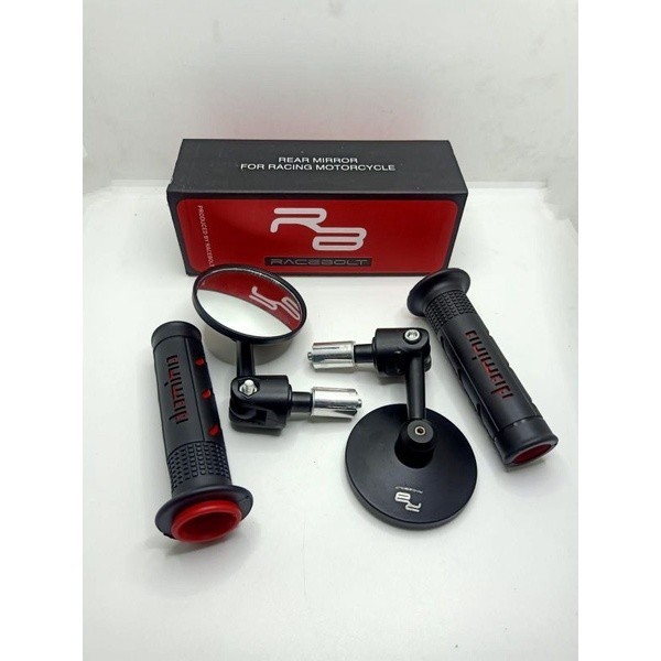 Paketan Spion Jalu Bulat Cembung + Handgrip Motor Sisik Universal Motor Spion Motor Spion Beat Spion