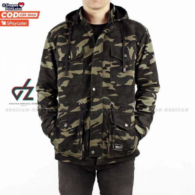 DEZIYAN [SIAP KIRIM] Jaket Pria Parka Army / Jaket Loreng / Jaket Militer / Jaket Distro OUTERWEAR H