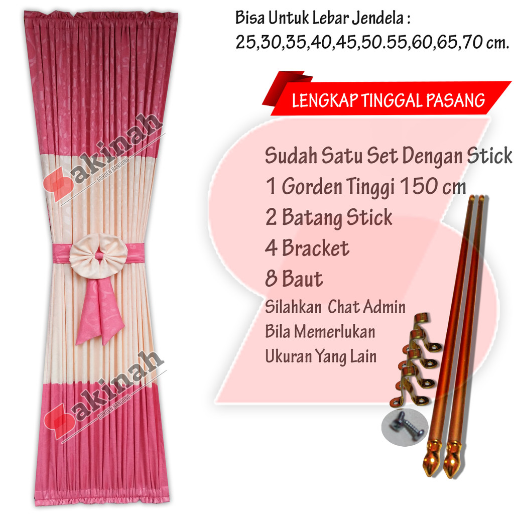 SAKINAH Gorden Jendela Minimalis Murah Panjang 150 160 170  Paket Lengkap