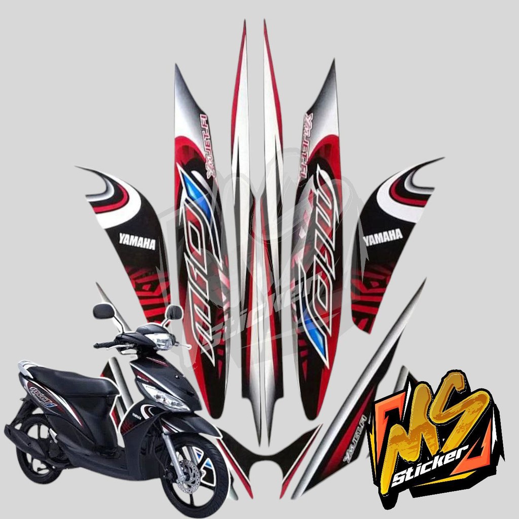 STICKER STIKER POLET LIS STRIPING MOTOR FULL BODY YAMAHA MIO J SPORTY WARNA HITAM