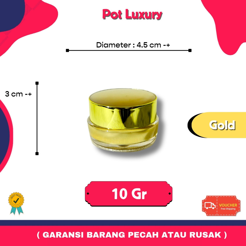Pot Acrylic Luxury 10gr Gold | Pot Cream Akrilik Kosmetik Skincare 10 gram