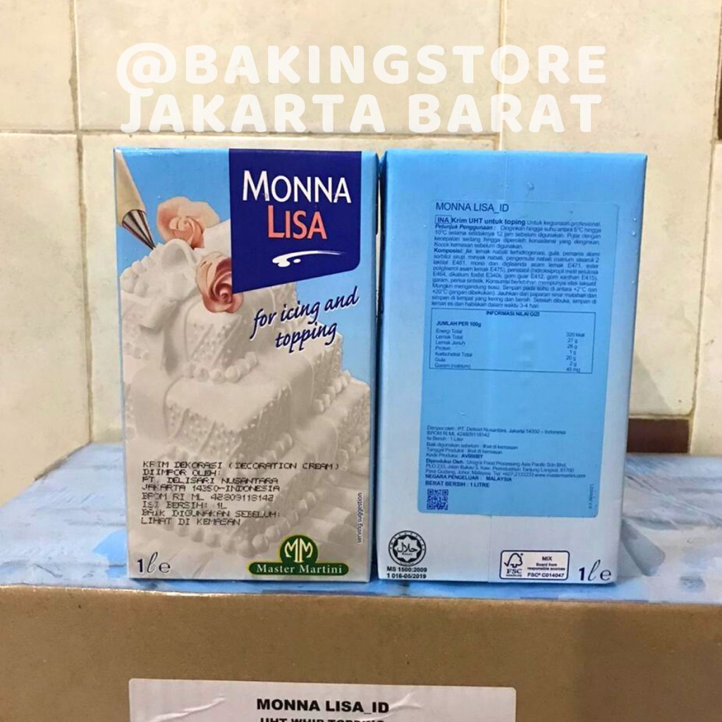 

GFD Whip Cream Monnalisa 1 Liter / Master Martini Whipping Cream Monna Lisa Monalisa