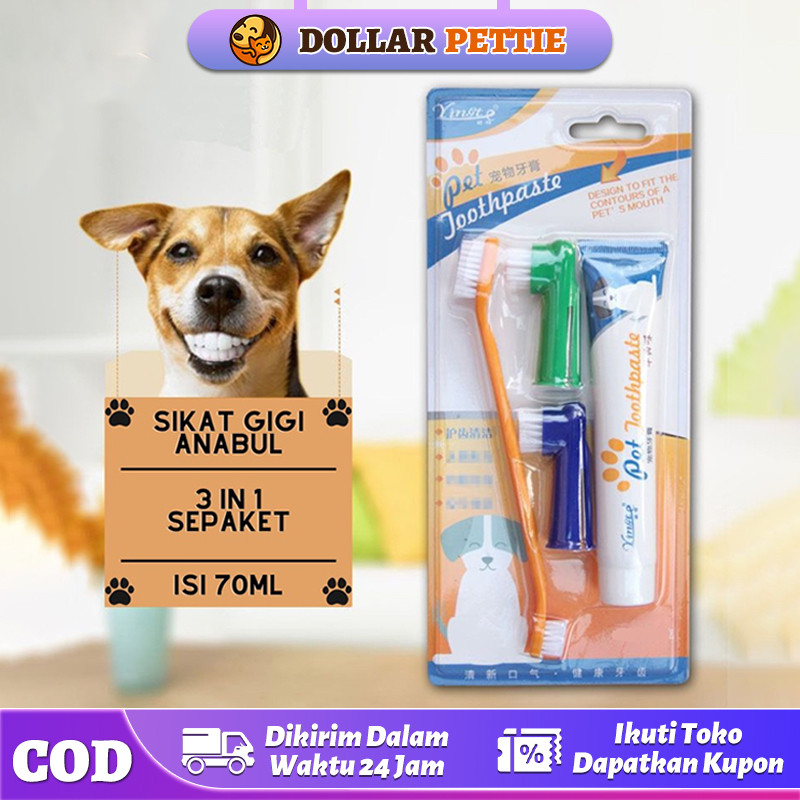 Sikat Gigi dan Odol Set Pembersih Karang Gigi dan Bau Mulut Anjing Kucing - Sikat Gigi Kucing dan Od