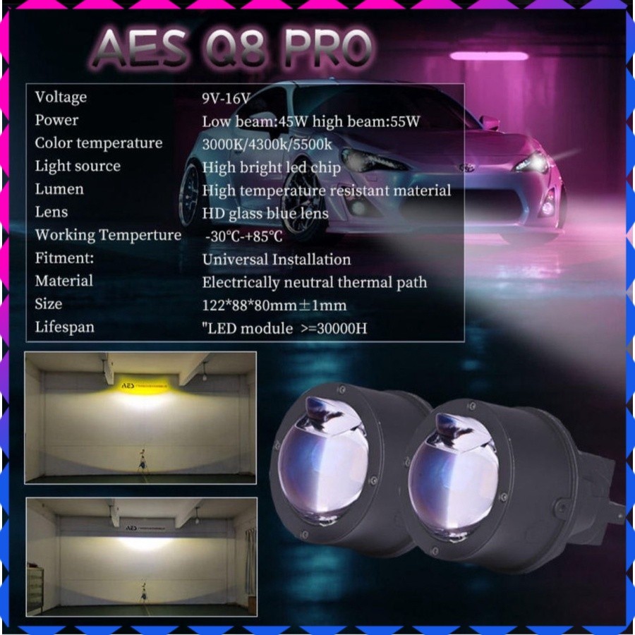 BILED FOGLAMP FOG LAMP AES Q8 PRO LASER 3 WARNA ORIGINAL