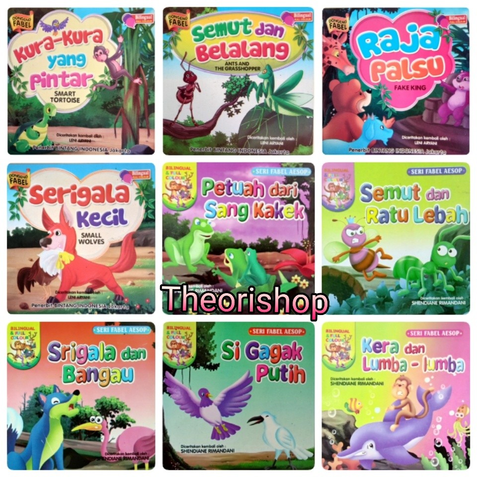 

Buku Cerita Anak Bergambar/Buku Cerita Anak Seri Fabel Aesop/Buku Cerita Hewan/ Biligual Full Colour