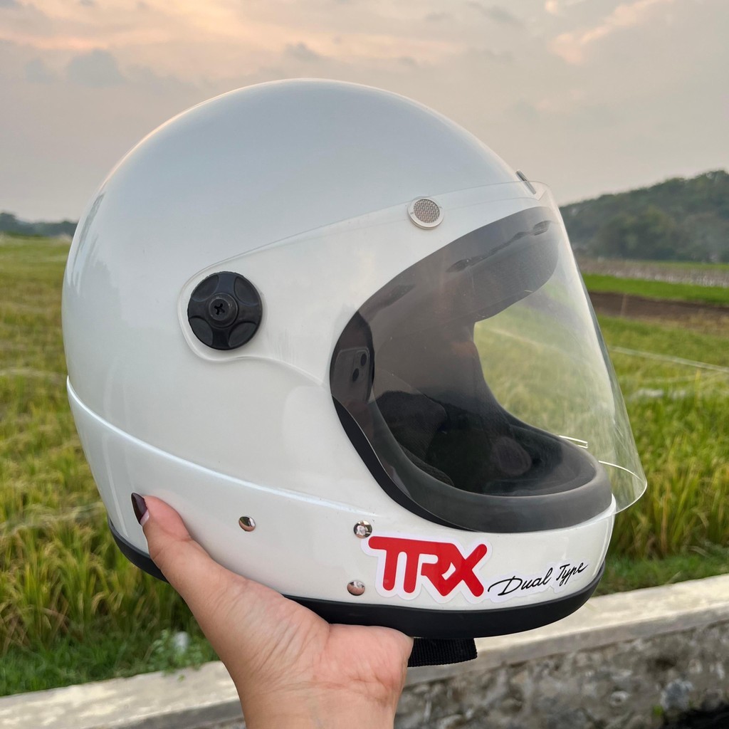 Helm TRX Honda Retro Custom Full Face Menggunakan Visor