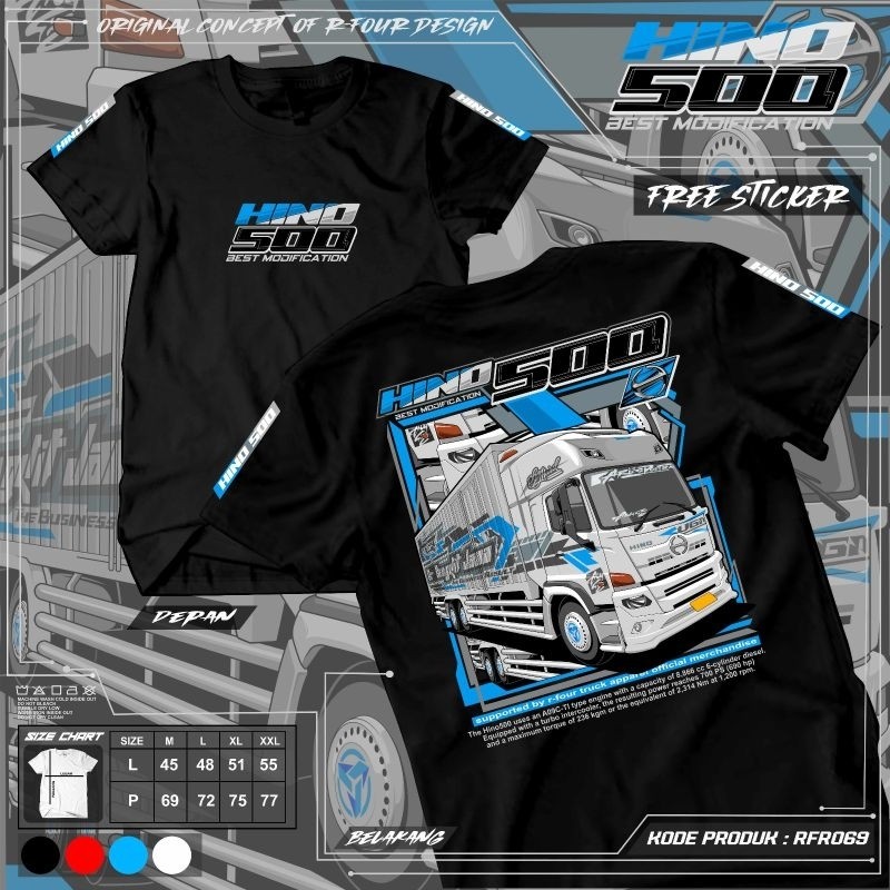 Kaos truk hino 500 / kaos truk terlaris /kaos truk terbaru