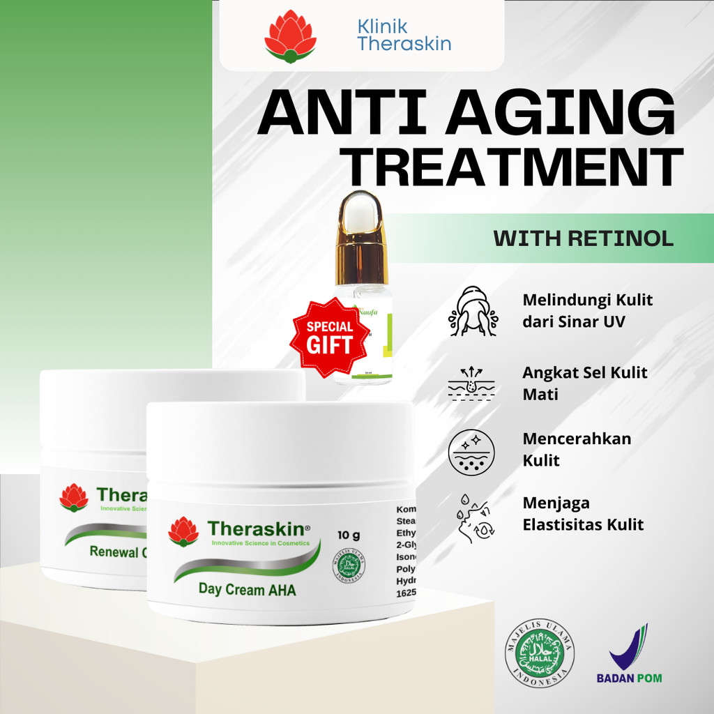 Theraskin 2in1 Treatment Day Cream AHA + Renewal Cream Untuk Kulit Kusam + Flek Hitam Ringan / Samar