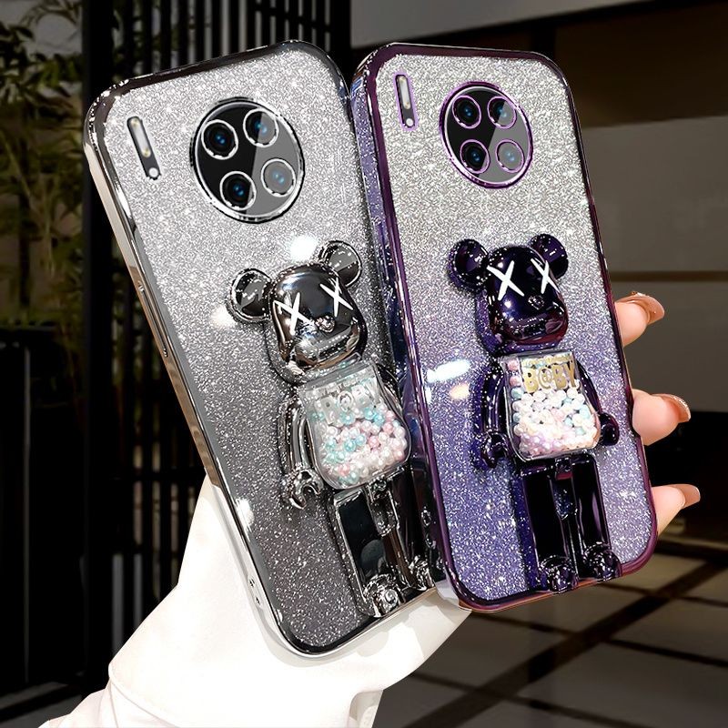 Casing HP Honor 50 Lite / Huawei Nova 8i case Kartun 3D Lucu KAWS Bear Stand Holder Plating Mewah Be