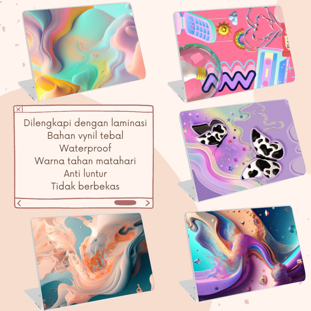 Garskin Laptop Sticker Abstrack Aesthetic Cover Protector Notebook Skin Garskin Lucu Minimalis Pelin