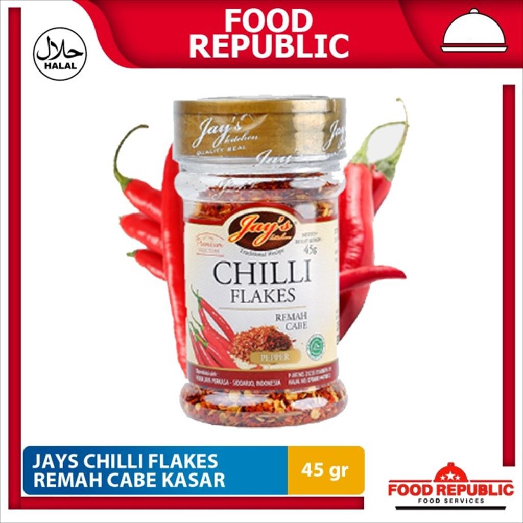 

Jays Chilli Flakes 45 gr Chili Flake Remah Cabe Bubuk Kasar Halal