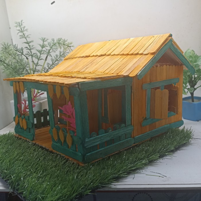 Miniatur Hiasan rumah adat Betawi size Besar dari stik es krim
