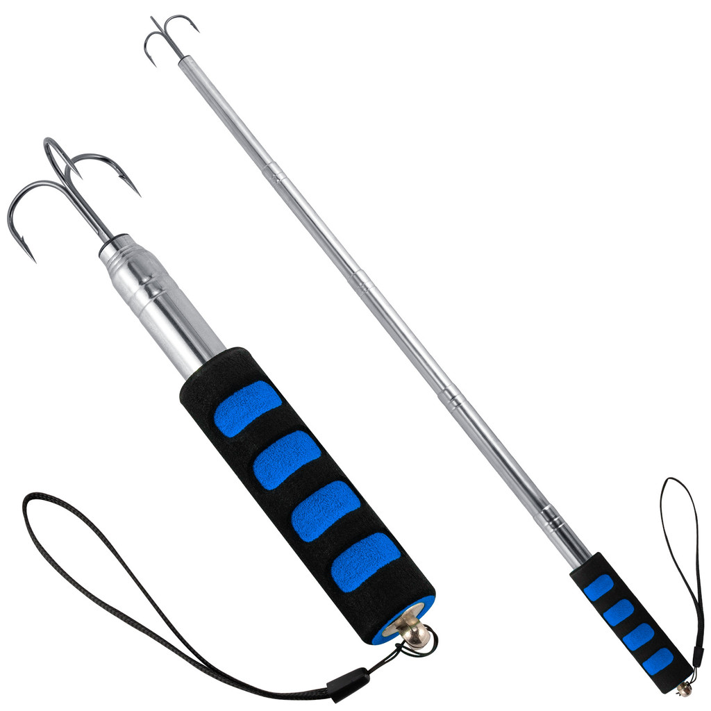 Telescopic Fishing Gaff Stainless Steel Triple Hook Sea Fishing Spear Telescoping Pole with Hook Boa
