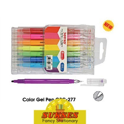 

Color Gel Pen Pena Jel + Highlighter Penanda Joyko Gpc-277 8 Warna