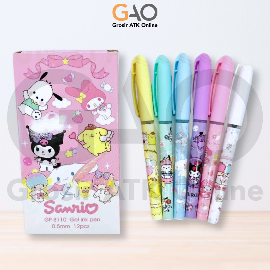 

( 12 Pcs ) Pulpen Gel Ipen Fancy 0.5 mm Sanrio / Bolpoin Gel Pen Sanrio VANCO VC-8110