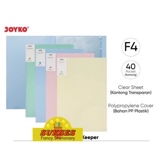 

DKF440 Document Keeper Clear Holder Map File Dokumen Folder Joyko Pastel F4 folio isi 40 lembar