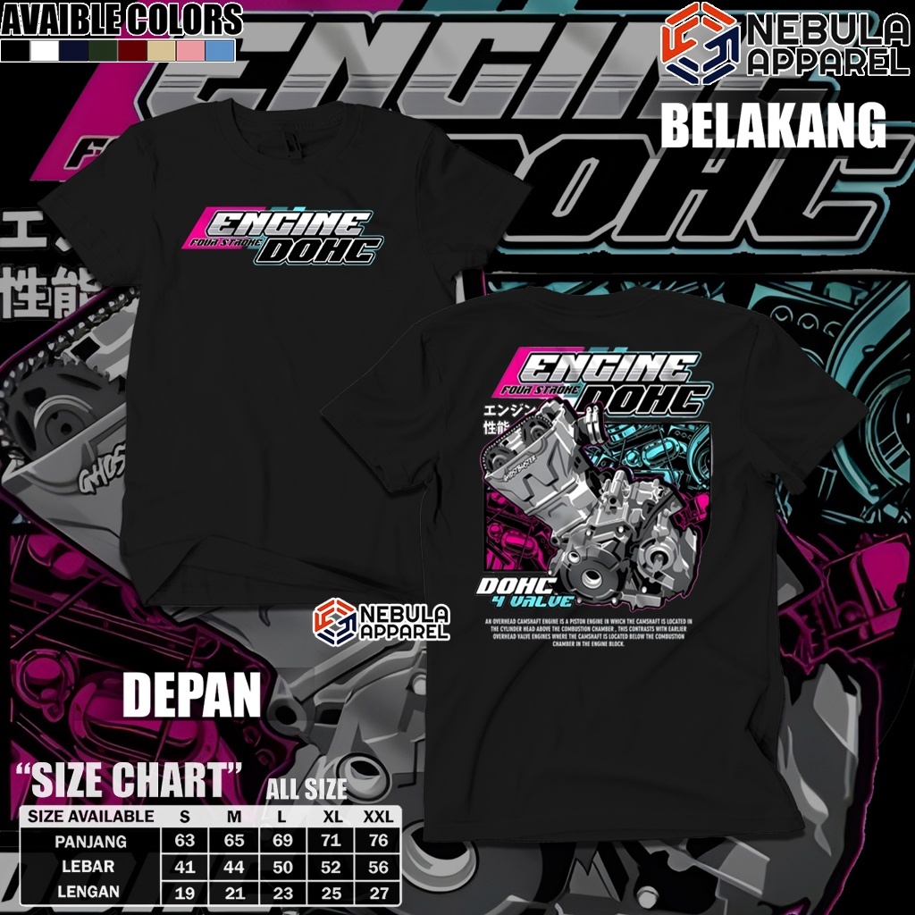 Kaos DOHC Gank 4 Value 4 Stroke Baju Distro Pskn DOHC Pasukan DOHC Motor Four Stroke Satria FU CB150