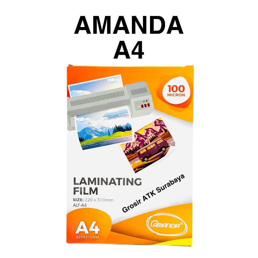 

PLASTIK LAMINATING AMANDA A4 / LAMINASI PANAS Amanda Ukuran A4 220 mm x 310 mm
