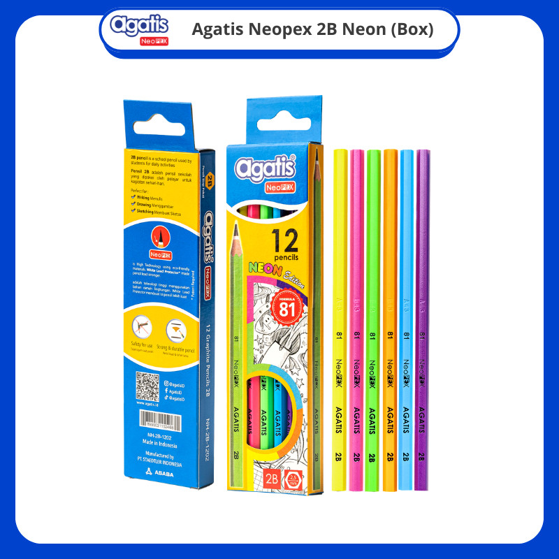 

Agatis Neopex - Pensil Tulis Neon 2B 1Box - Isi 12 Pcs