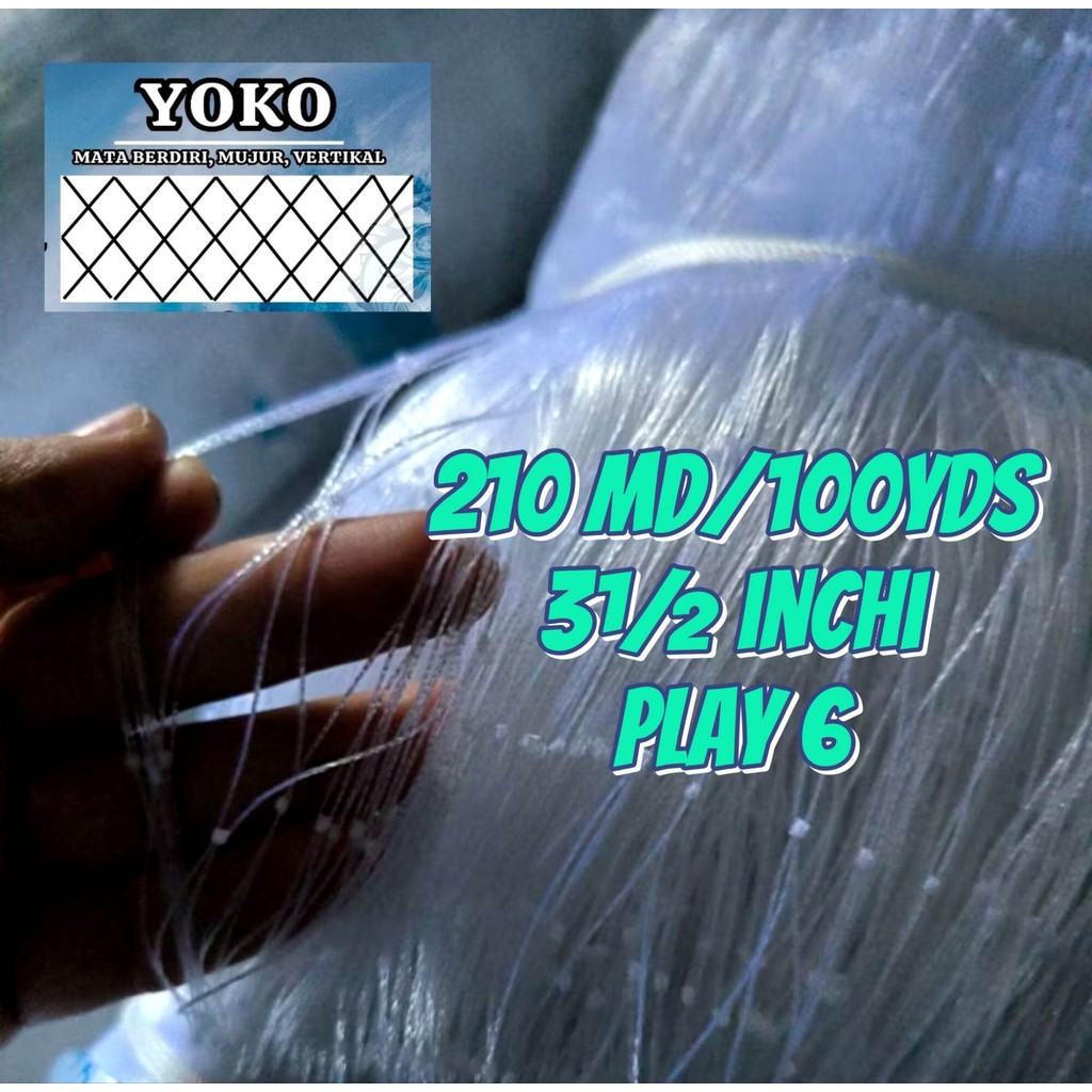 jaring ikan 0.20 play 6 " 3½ in"210md/100yds yoko jaring tengiri jaring milenium pukat ikan