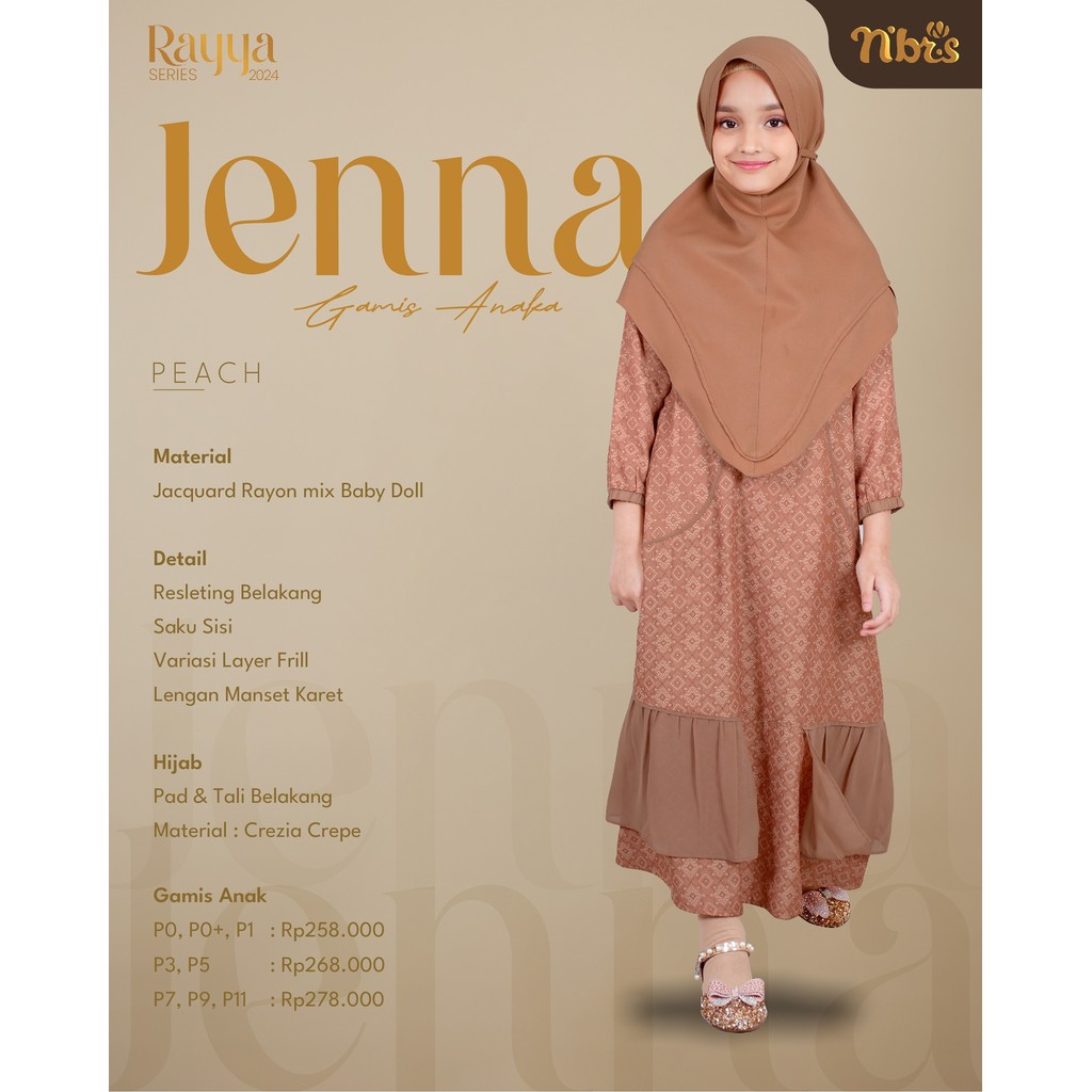 NIBRAS - Sarimbit JENNA Gamis Anak Perempuan  - Gamis Anak Premium 2024 - Gamis Anak Perempuan - Gam